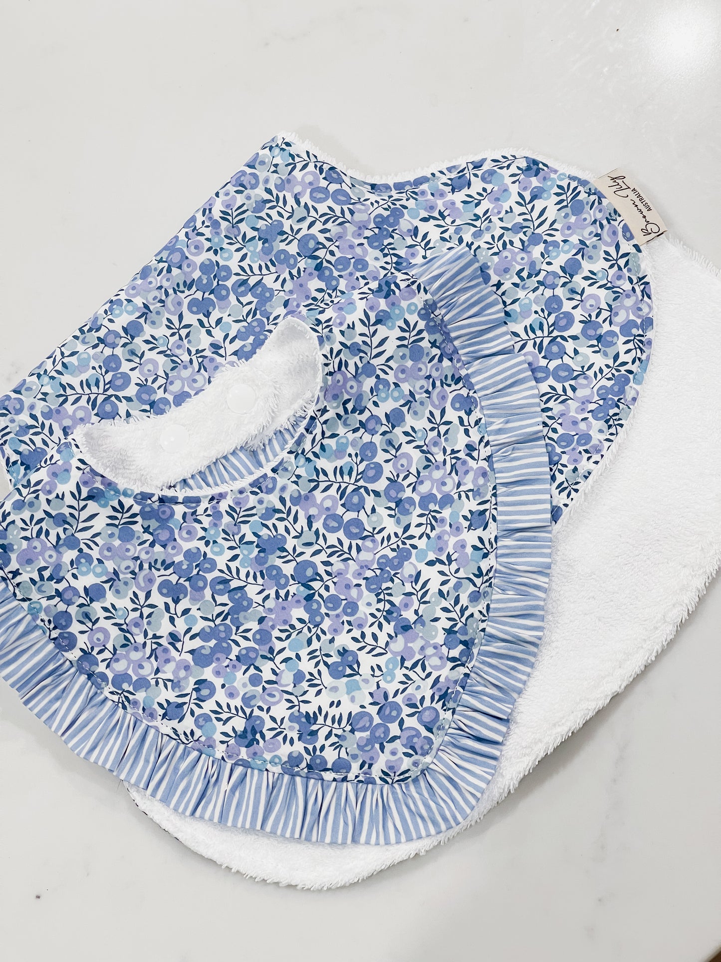 Liberty Ruffle Bibs & Burp Cloth