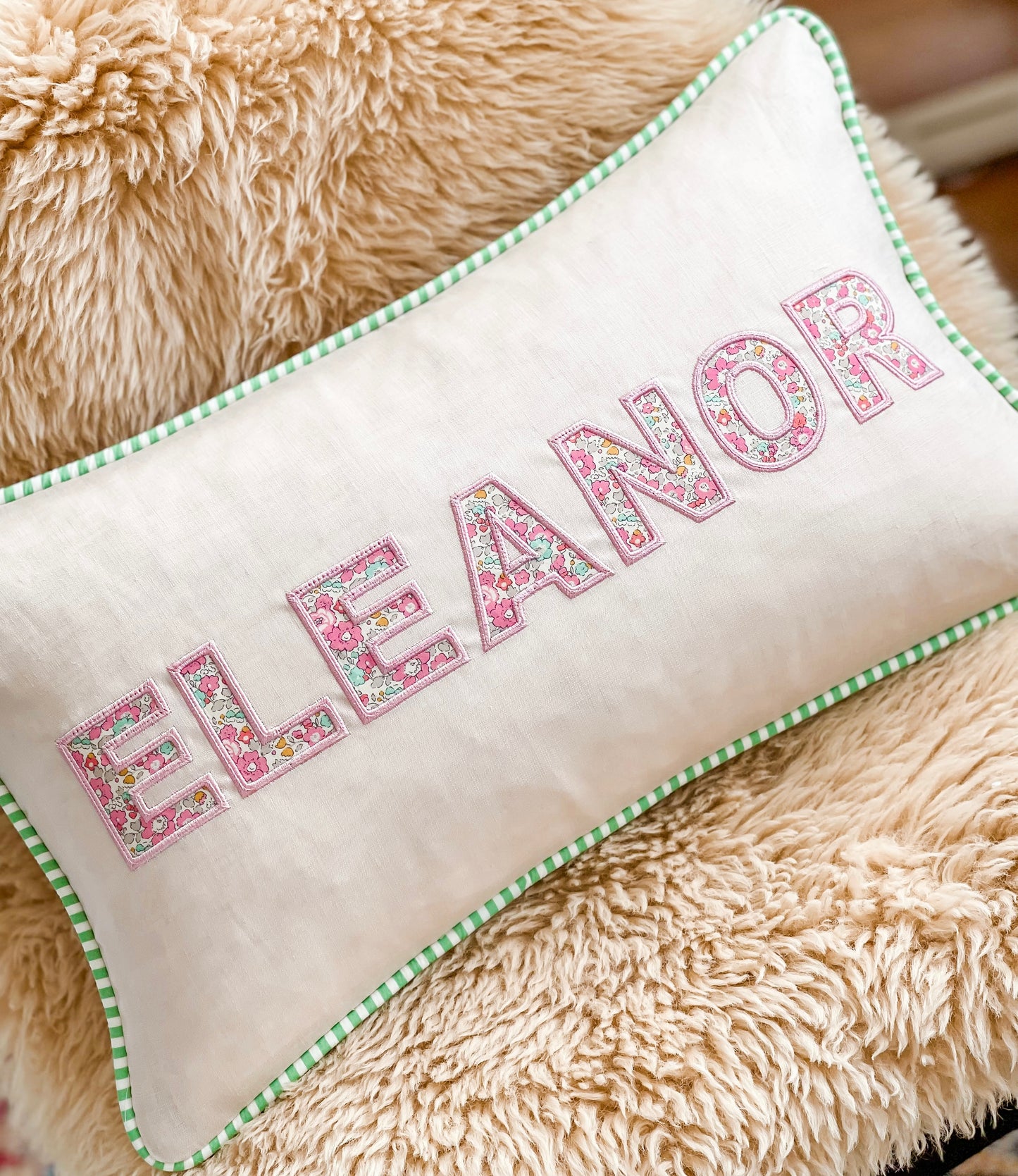 Personalised Liberty & Linen Cushion 30cm x 50cm