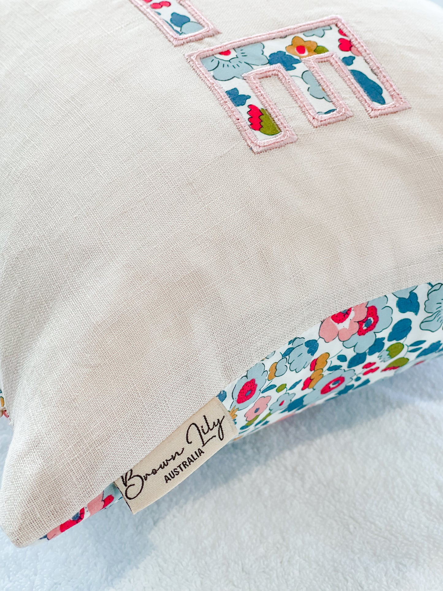 Personalised Liberty & Linen Cushion (without piping) 30cm x 50cm