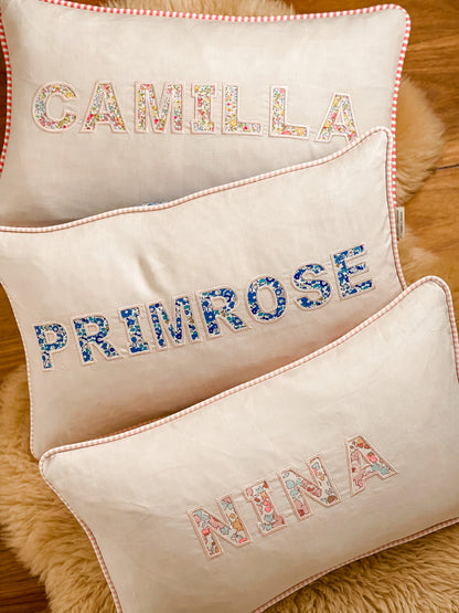 Personalised Liberty & Linen Cushion 30cm x 50cm