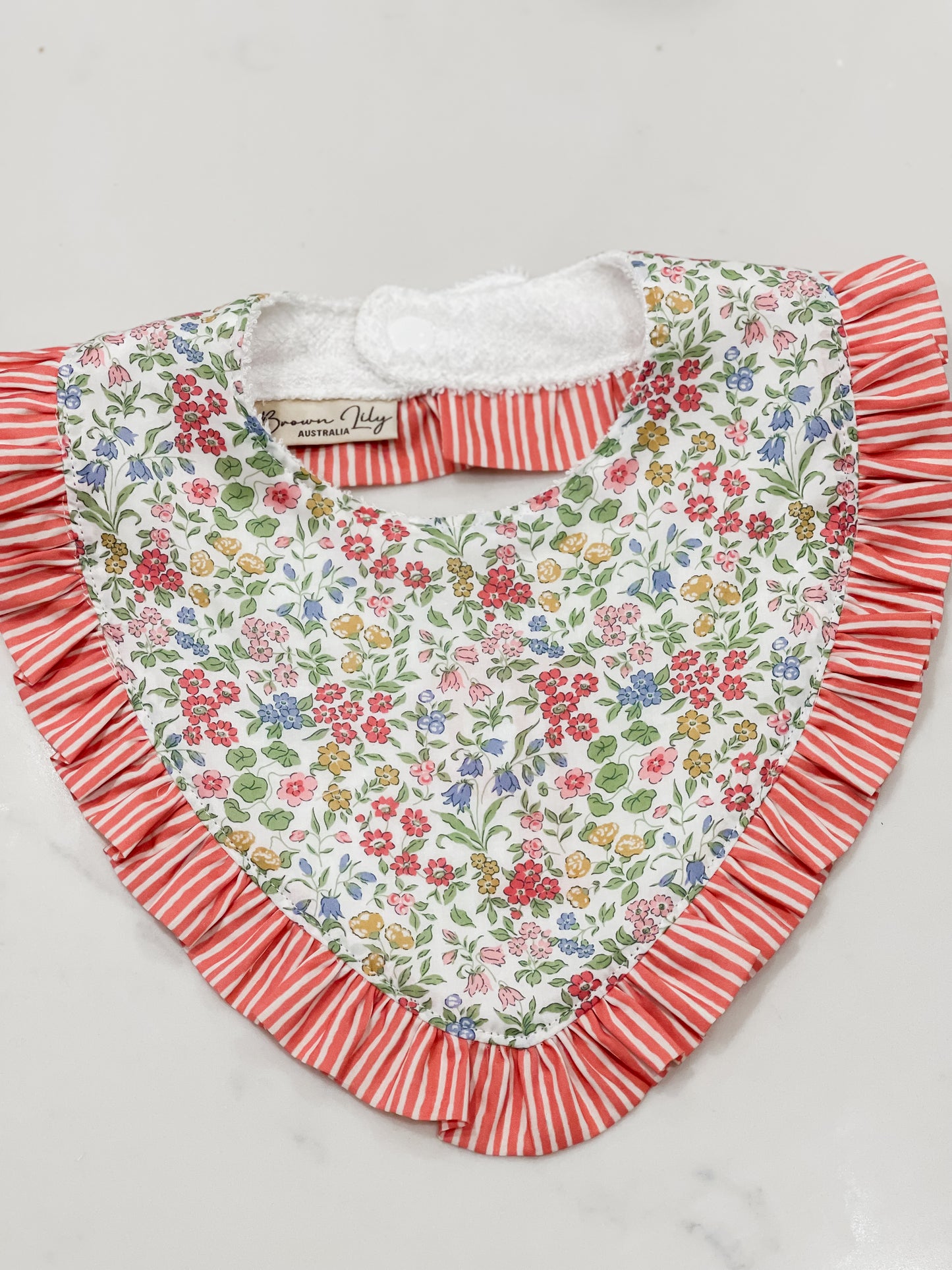 Liberty Ruffle Bibs & Burp Cloth